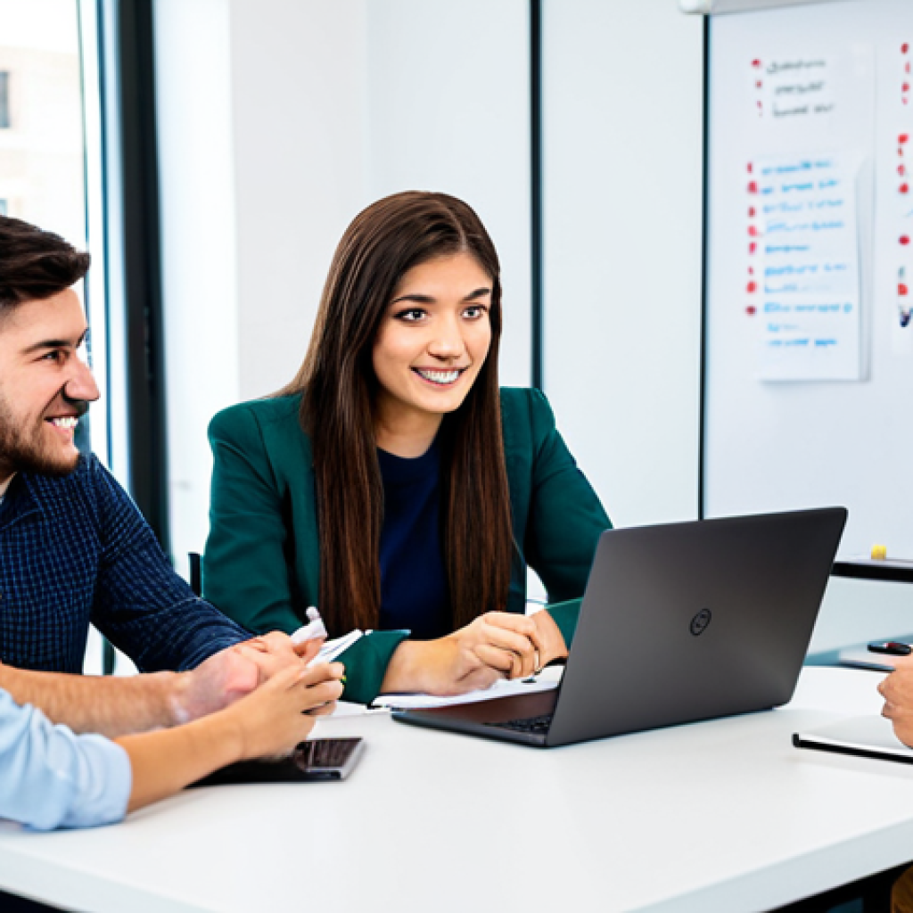A diverse group of professional youth professionals, fully clothed in modern business casual attire, engaged in an active brainstorming session around a large table in a bright, contemporary community hub. They are collaboratively discussing ideas, with one person pointing at a whiteboard filled with interconnected concepts and diagrams. Laptops are open on the table, and there are cups of coffee. The atmosphere is vibrant, supportive, and focused on collective innovation. safe for work, appropriate content, fully clothed, professional dress, perfect anatomy, correct proportions, natural pose, well-formed hands, proper finger count, natural body proportions, high quality, professional photography.